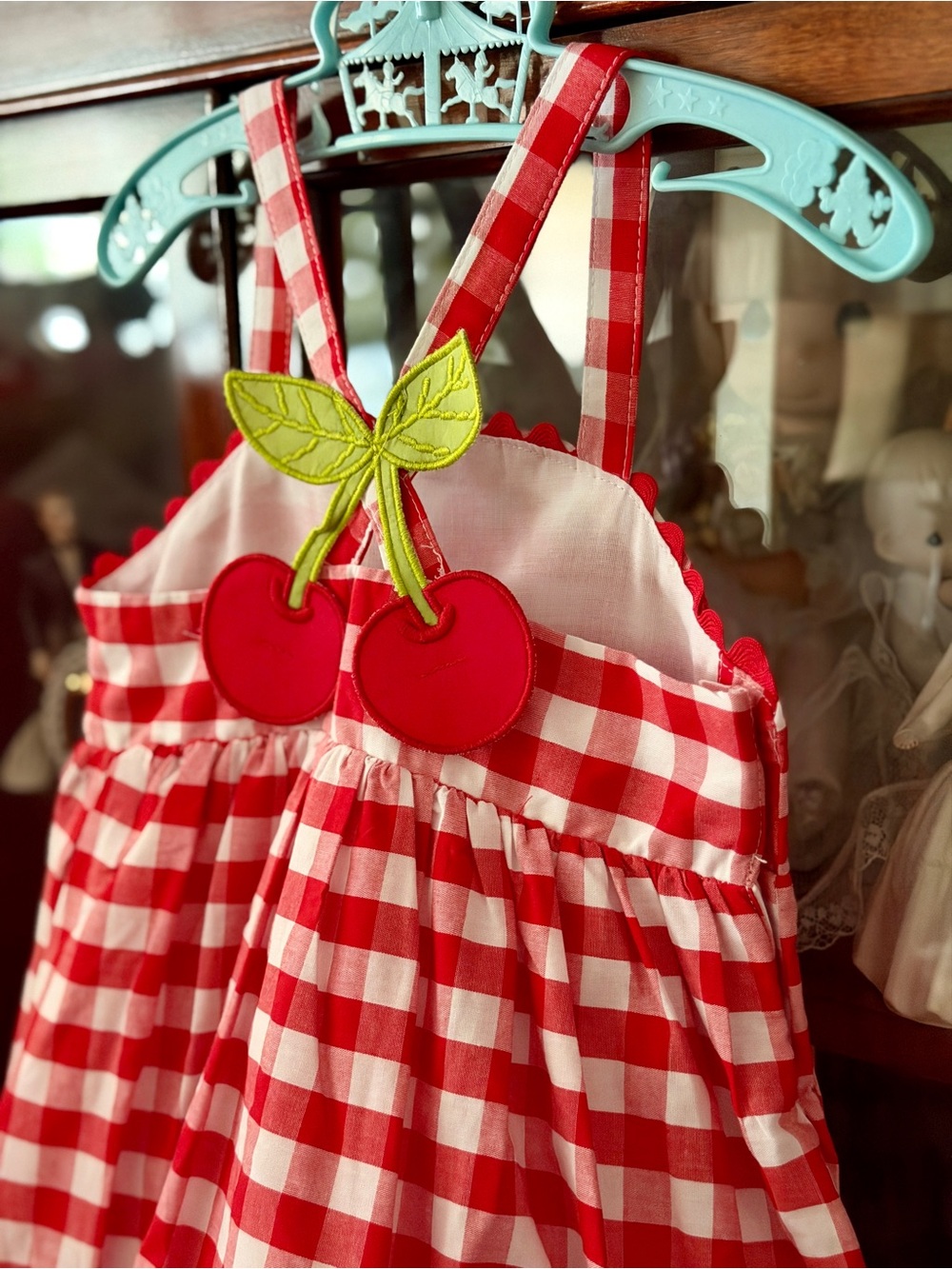 Girls Red and White Gingham Dress - Picture 8 of 12